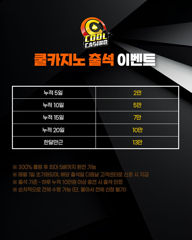 쿨카지노 출석 이벤트